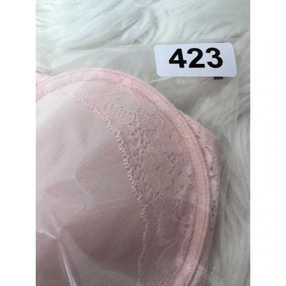Victorias Secret Perfect Coverage Bra 36DD Nude Pink Lace Trim Underwire‎ 423